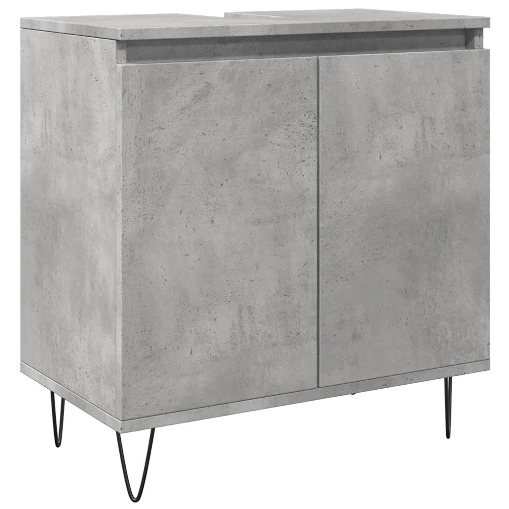 Armadietto da Bagno Grigio Cemento 58x33x60cm Legno Multistrato 857216
