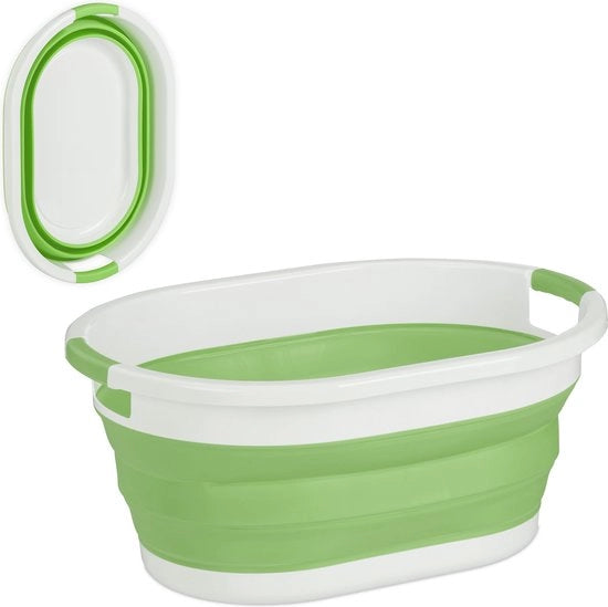 Wasmacchina pieghevole - 24 litri - plastica - spazievendente pieghevole - maniglie - verde-bianco