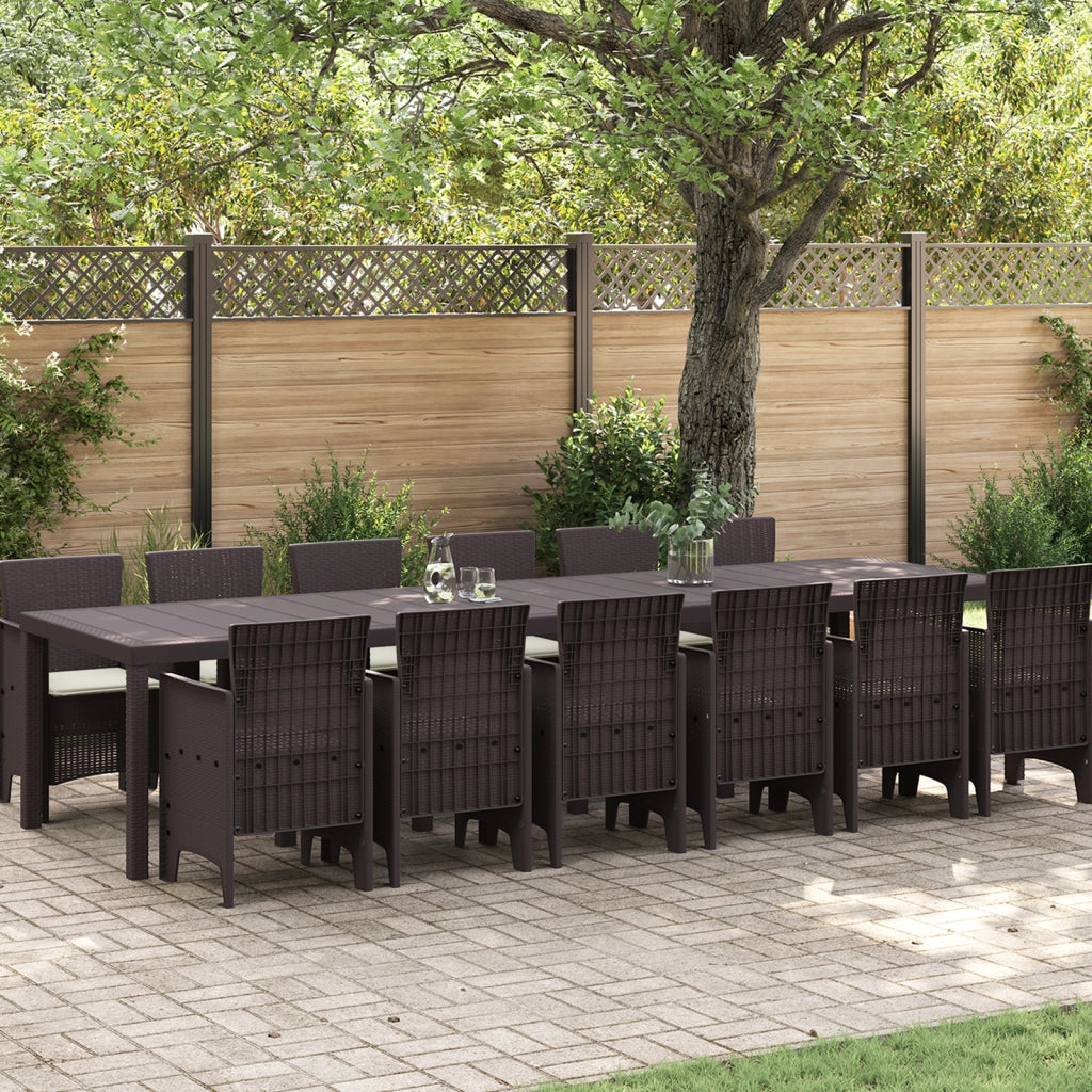 Set da Pranzo Giardino Set da 13 Pezzi Marrone e Panna Polyrattan