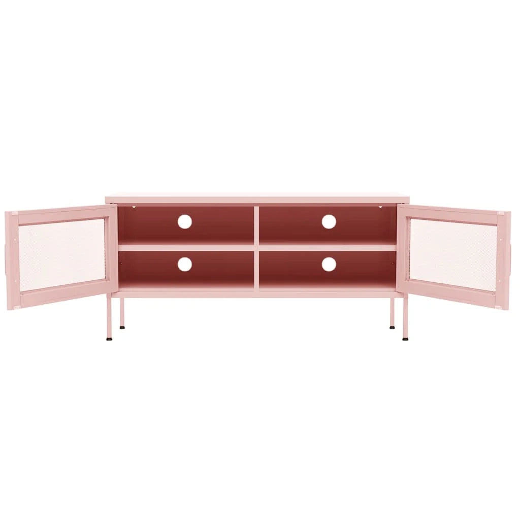 Mobile TV multimediale mensola TV credenza TV sala da pranzo soggiorno camera da letto rosa 105 x 35 x 50 cm acciaio rosa 02_0028288