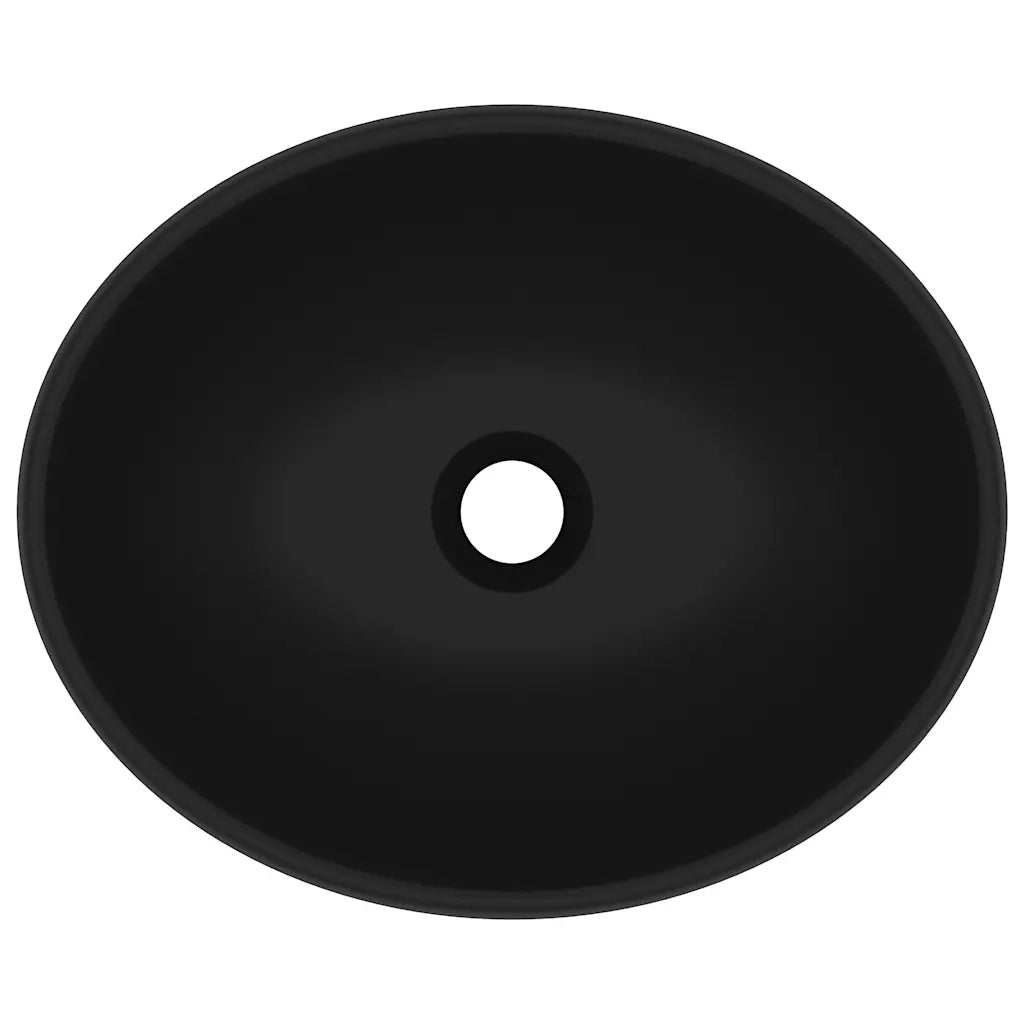 Lavandino Lusso Ovale Nero Opaco 40x33 cm in Ceramica 146931