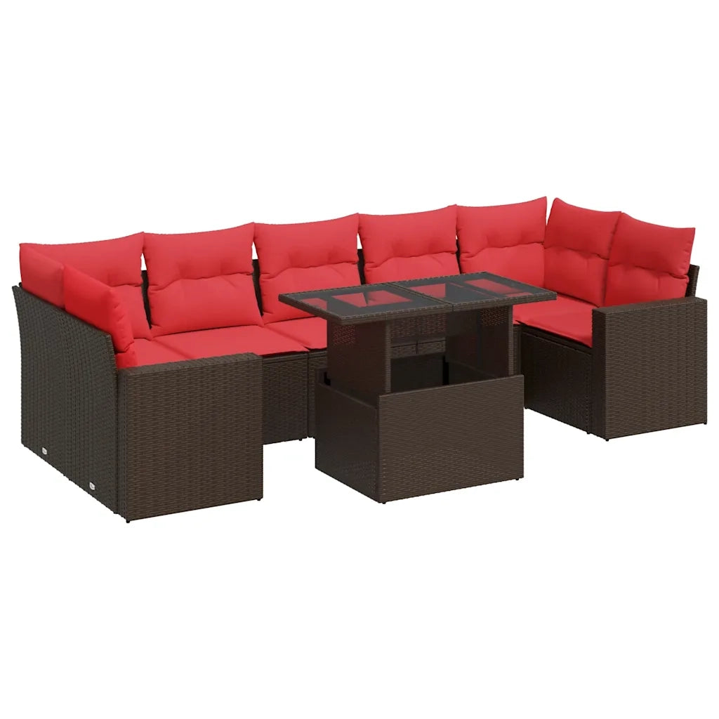 Set Divani Giardino 8 pz con Cuscini Marrone Polyrattan Acacia 3326285