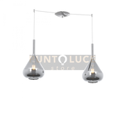 SOSPENSIONE CROMO 2 LUCI SPOSTABILE VETRI FUME 1177CR-S2 S-FU