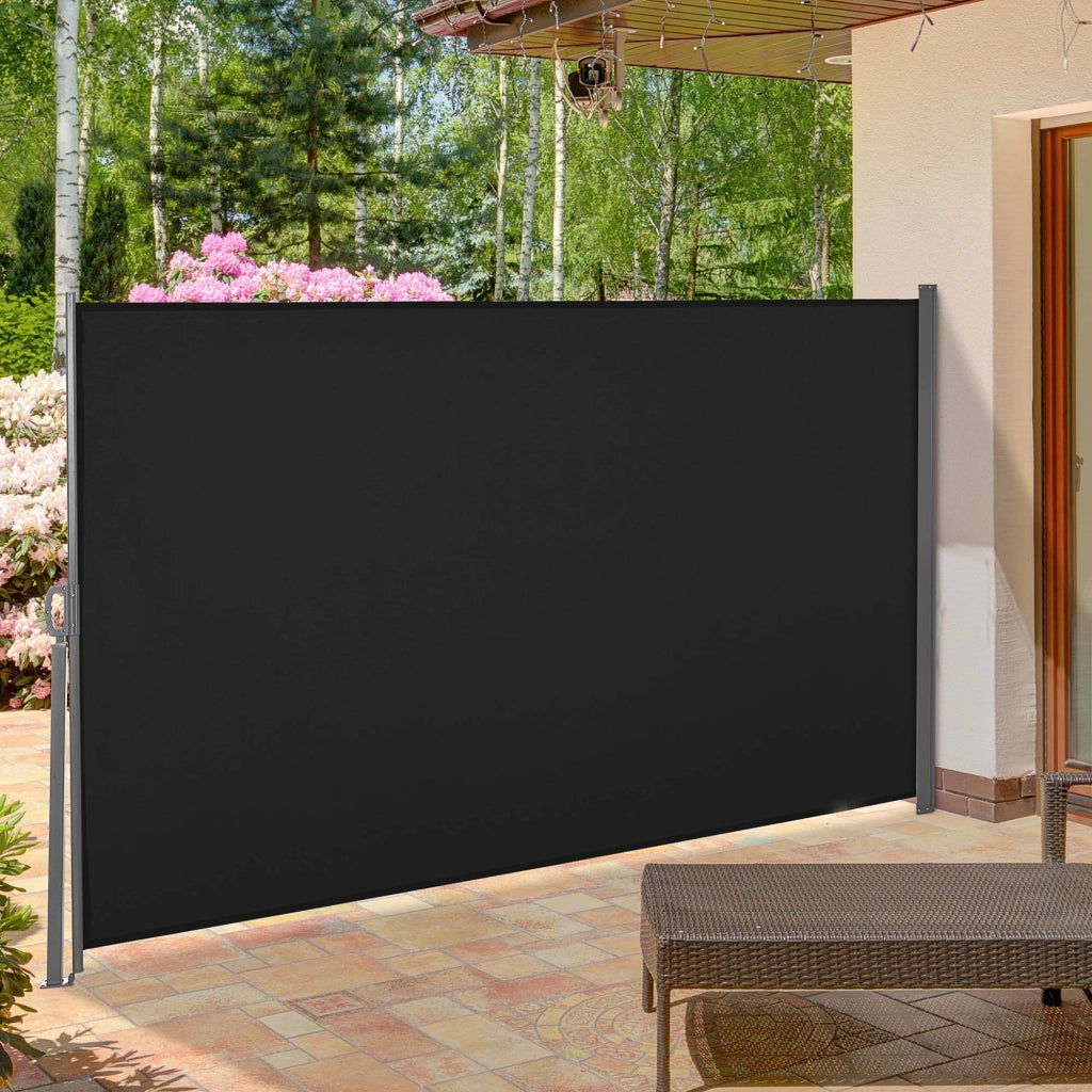 Paravento retrattile per esterni 3x1.6 m ¨C zephmum ¨C metallo e poliestere nero