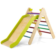 Set di arrampicata per bambini con scivolo 2 in 1, Arrampicatore in legno regolabile a gradi Colorato-Giocattoli educativi