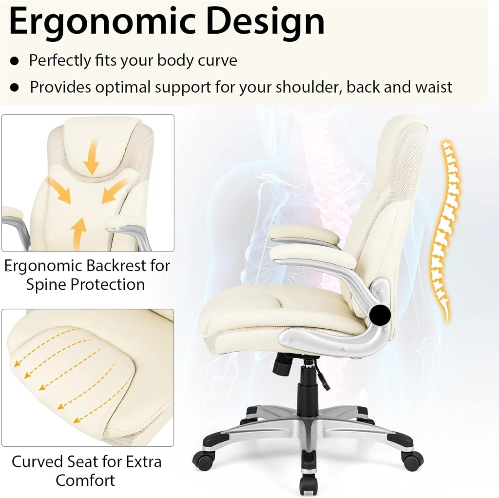 Sedia da ufficio ergonomica con altezza regolabile (49-59 cm), braccioli, schienale e funzione altalena, sedia per computer con rotella girevole a 360 gradi per casa e ufficio, FE43880ZKDE