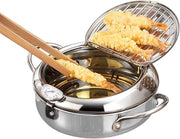 Friteuse da 20 cm/79 pollici - Acciaio Inox Antiscivolo - Regolazione di Temperatura - Pressione dell'Olio - Pollo - Gamberi Fritti