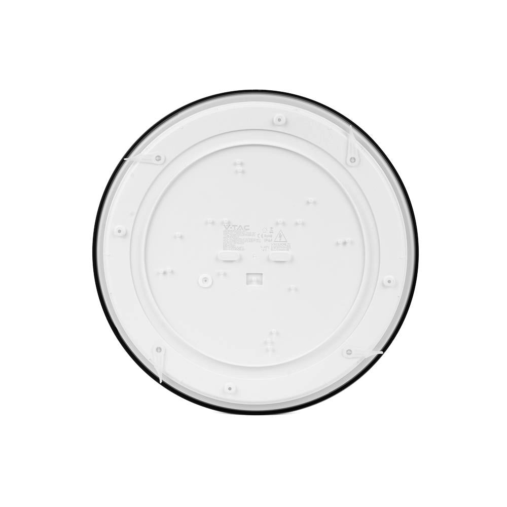 Plafoniera LED 18W tonda 30cm nera sensore+tele IP44 V-TAC