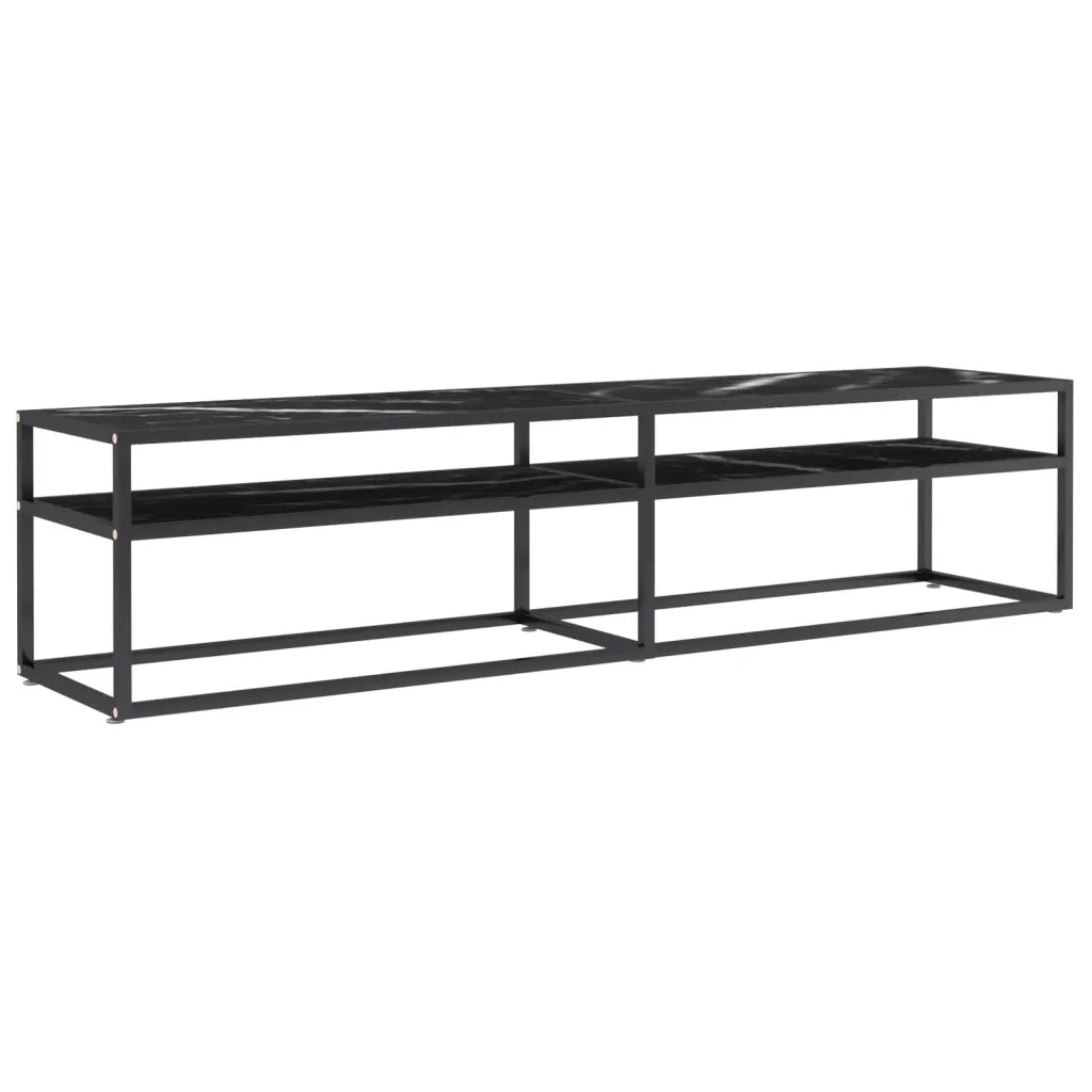 Mobile Porta TV Marmo Nero 180x40x40,5 cm in Vetro Temperato cod mxl 58813