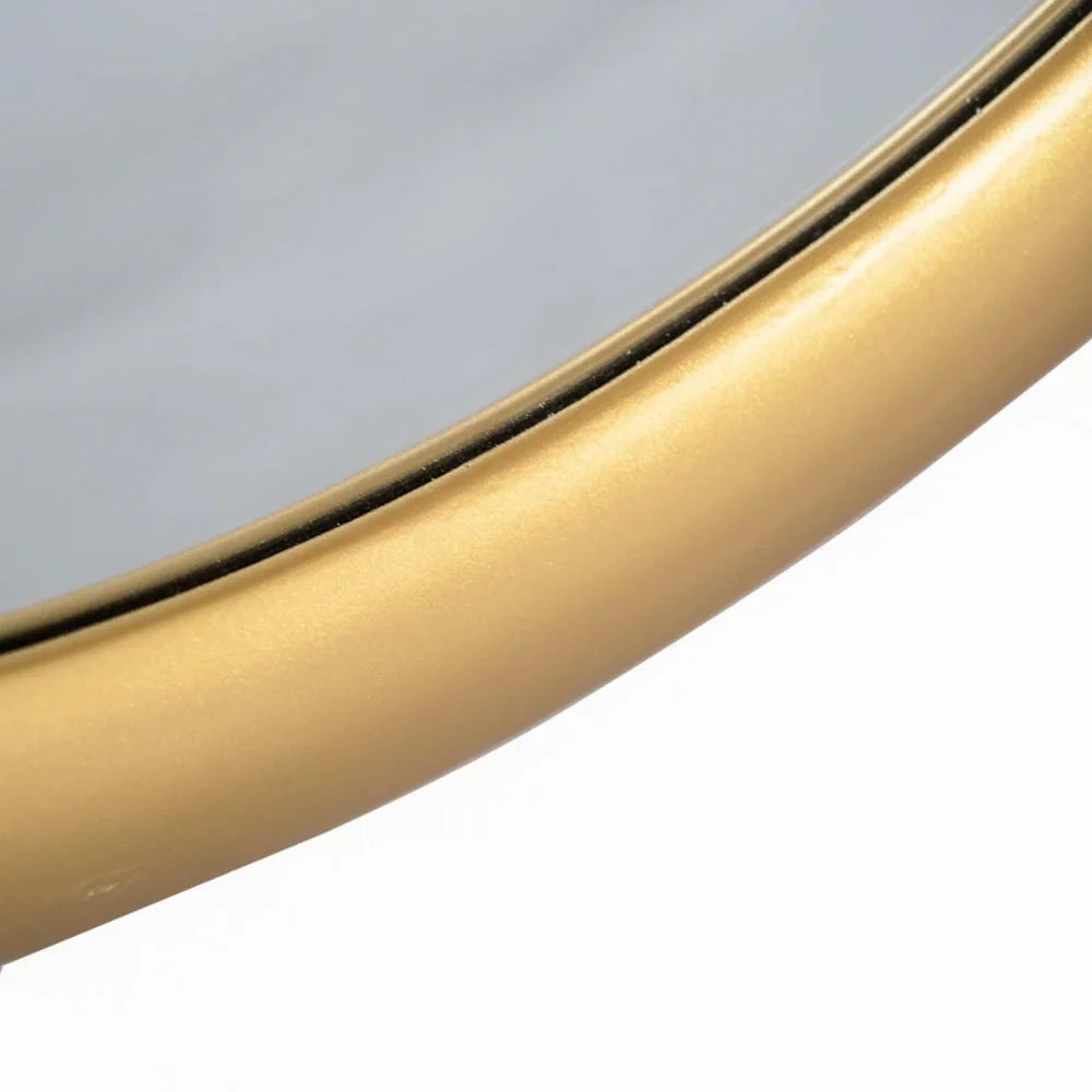 Specchio rotondo da parete Clarity con cornice in legno oro | Duzzle