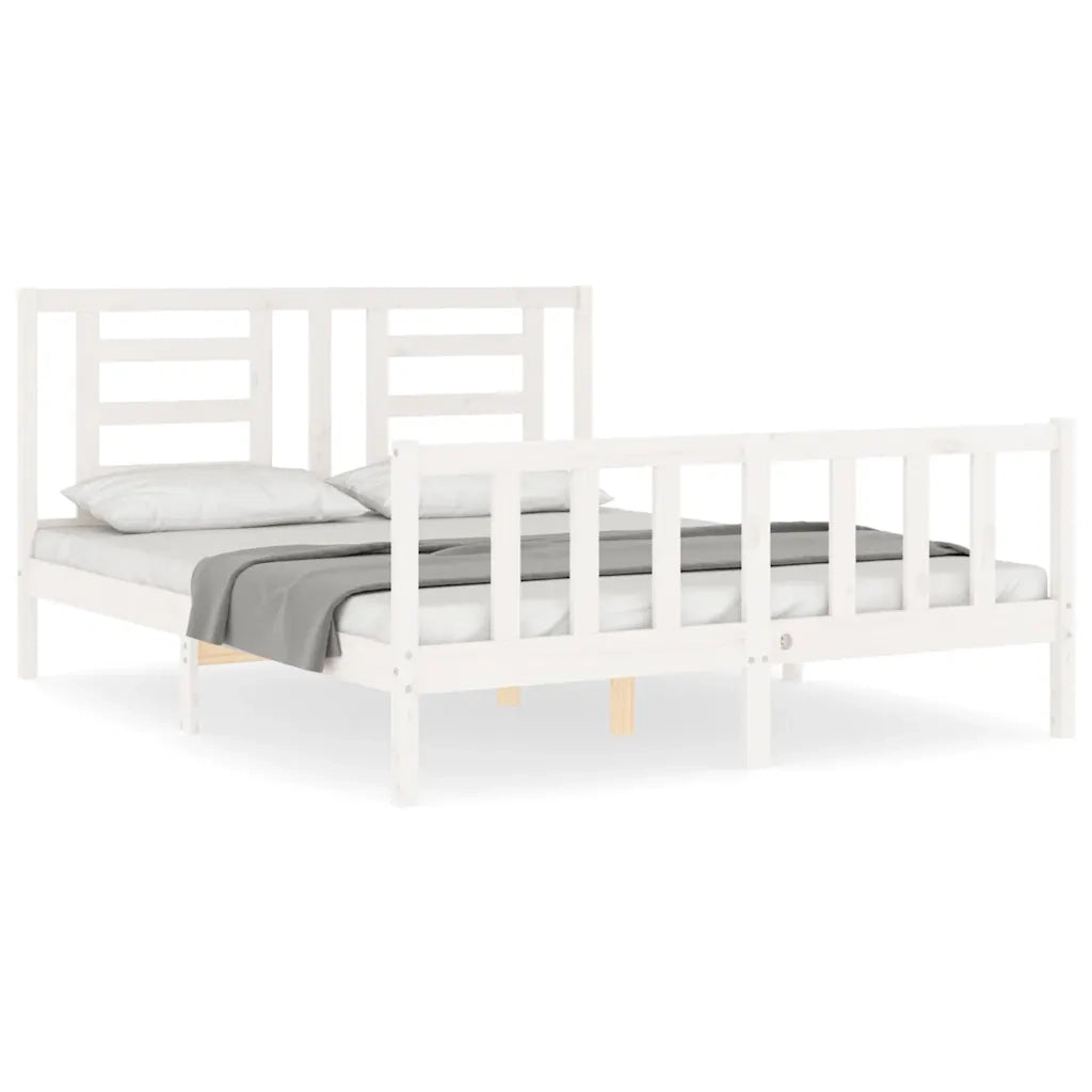Giroletto senza Materasso-Struttura Letto Bianco 160x200 cm Legno Massello Pino 864743