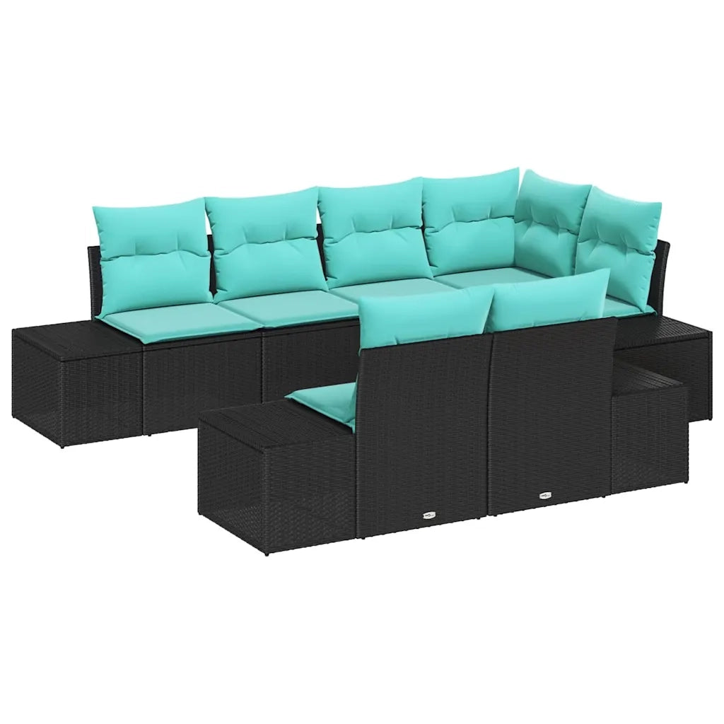Set Divano da Giardino 7 pz Nero polyrattan 3347106