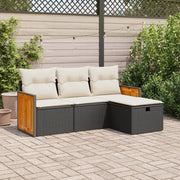 Set Divani da Giardino 4 pz con Cuscini Nero in Polyrattan 3326004