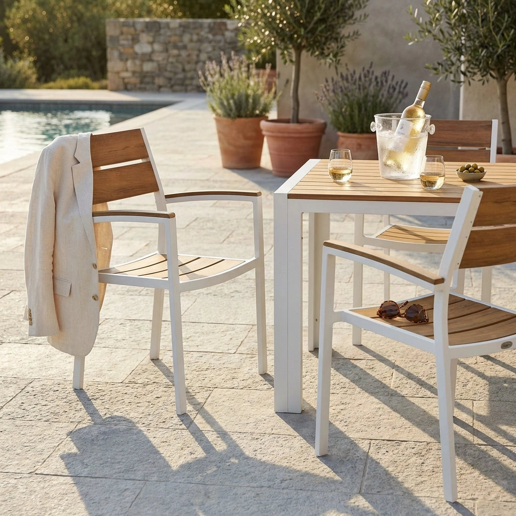 Poltrona da Giardino Impilabile in Alluminio Polywood cm 54x54x84 - URBAN