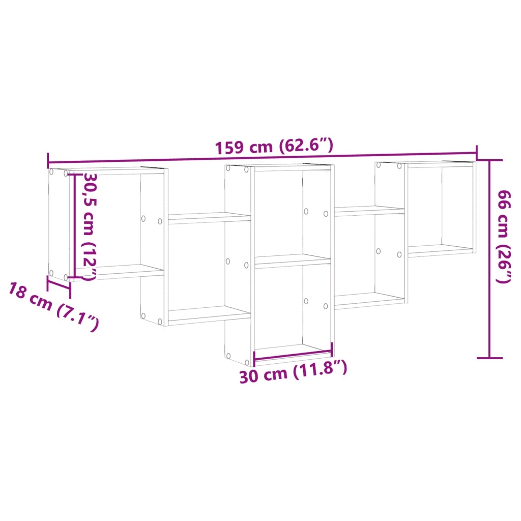 vidaXL Mensola a Muro Grigio Sonoma 159x18x66 cm in Truciolato