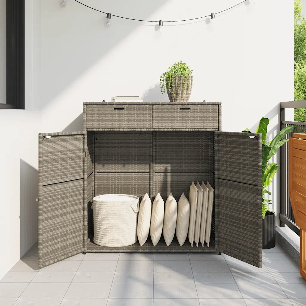Armadietto Portaoggetti Giardino Grigio 105x55x113cm Polyrattancod mxl 86548