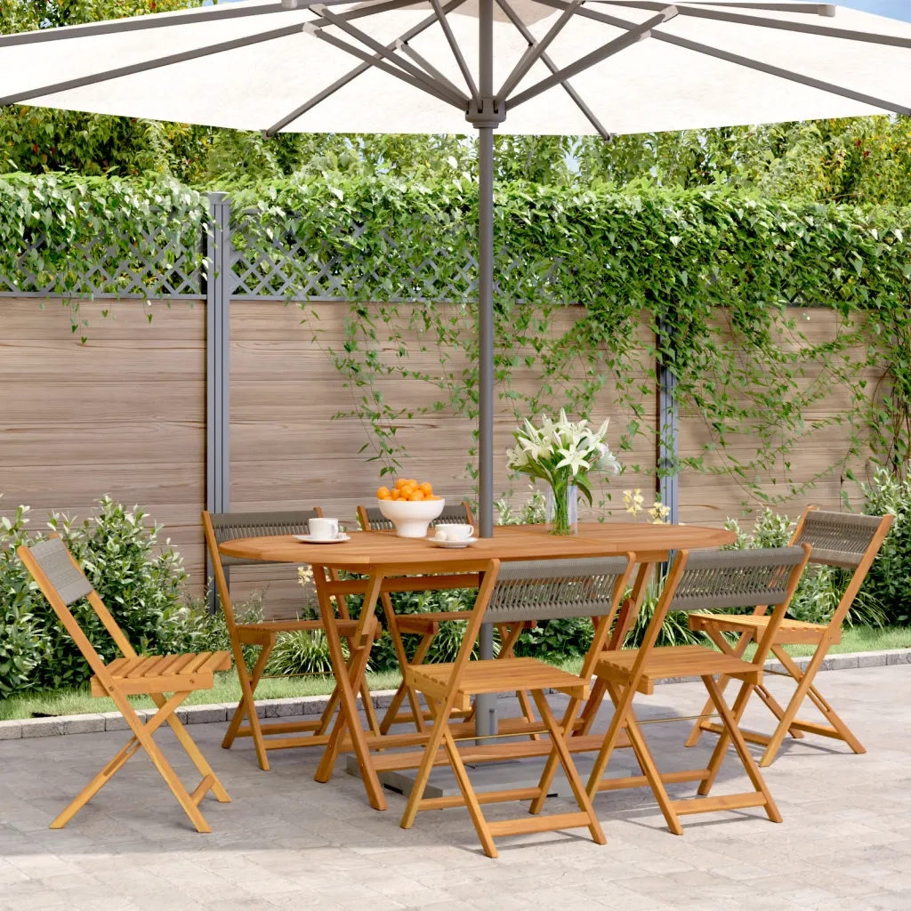 Sedie da Giardino Pieghevoli 6pz Grigie Legno Massello Acacia 3214605