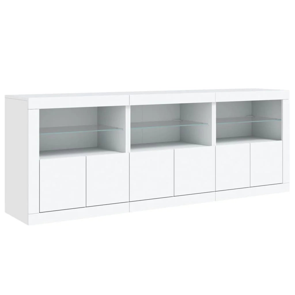 Buffet credenza cassettiera armadio mobile contenitore organizer per cucina soggiorno salotto con luci LED 181,5 x 37 x 67 cm bianco 02_0029840