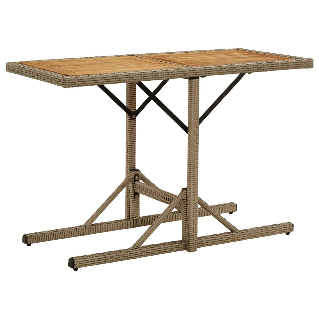 Tavolo da Giardino Beige Legno Massello di Acacia e Polyrattan cod mxl 34166