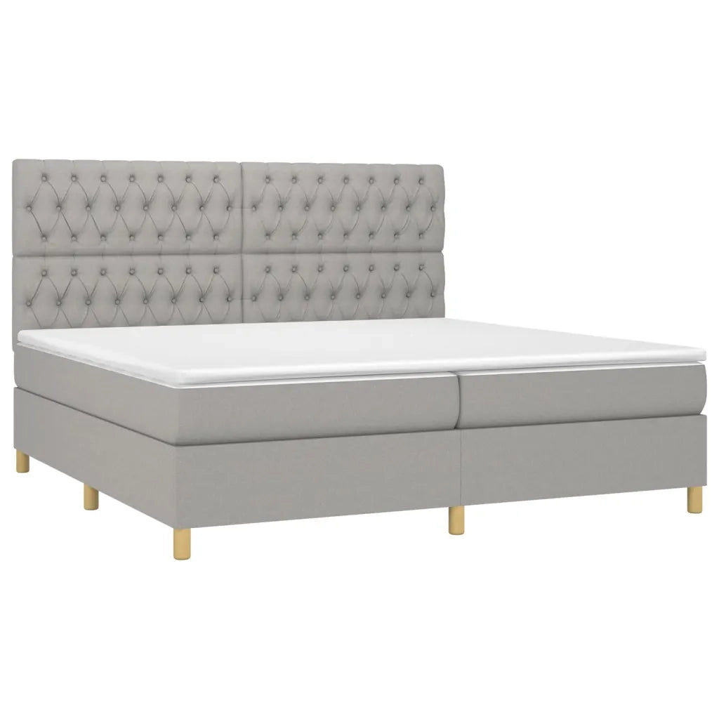 Giroletto a Molle con Materasso Grigio Chiaro 200x200cm Tessuto 3142601