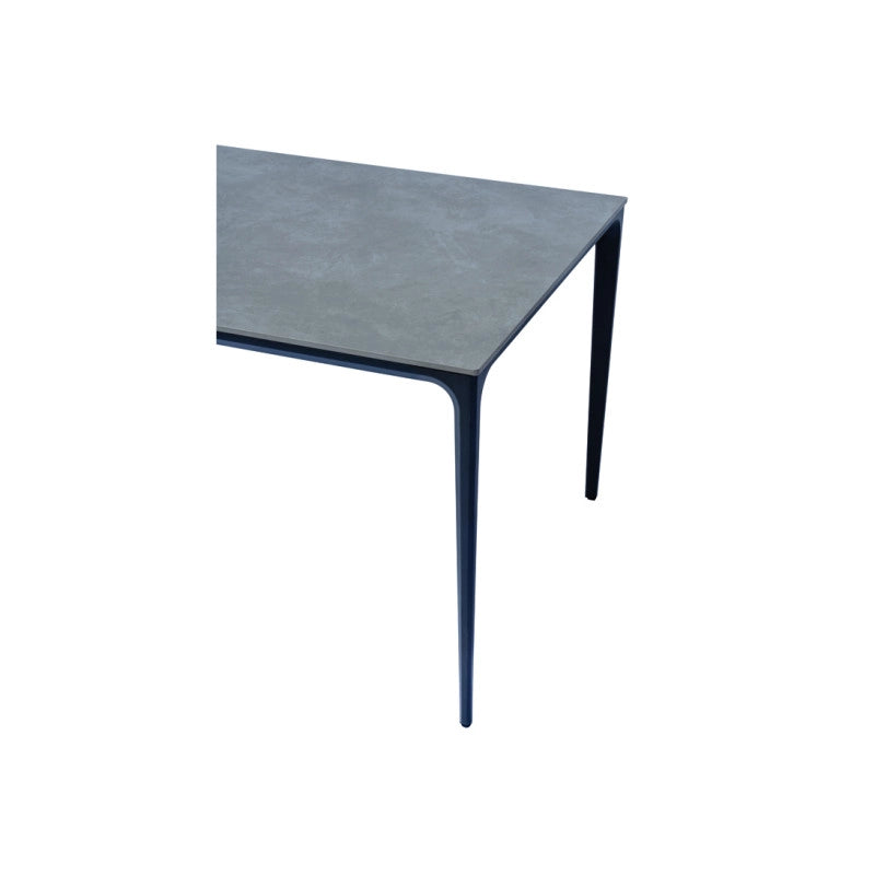 Tavolo Alghero 180x90 Alluminio Antracite Piano Gress Grigio Moia