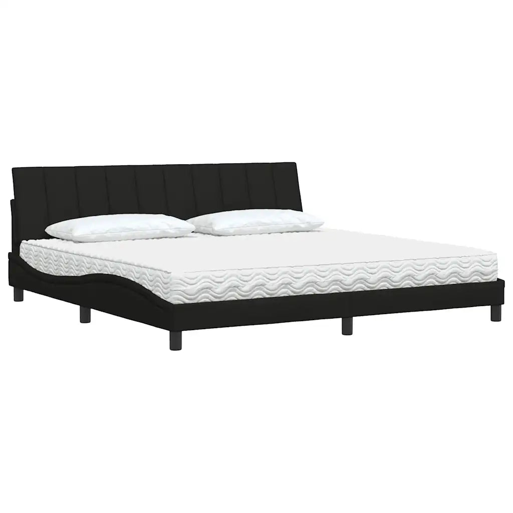 Letto con Materasso Hanko Nero 200x200 cm in Tessuto 3310554