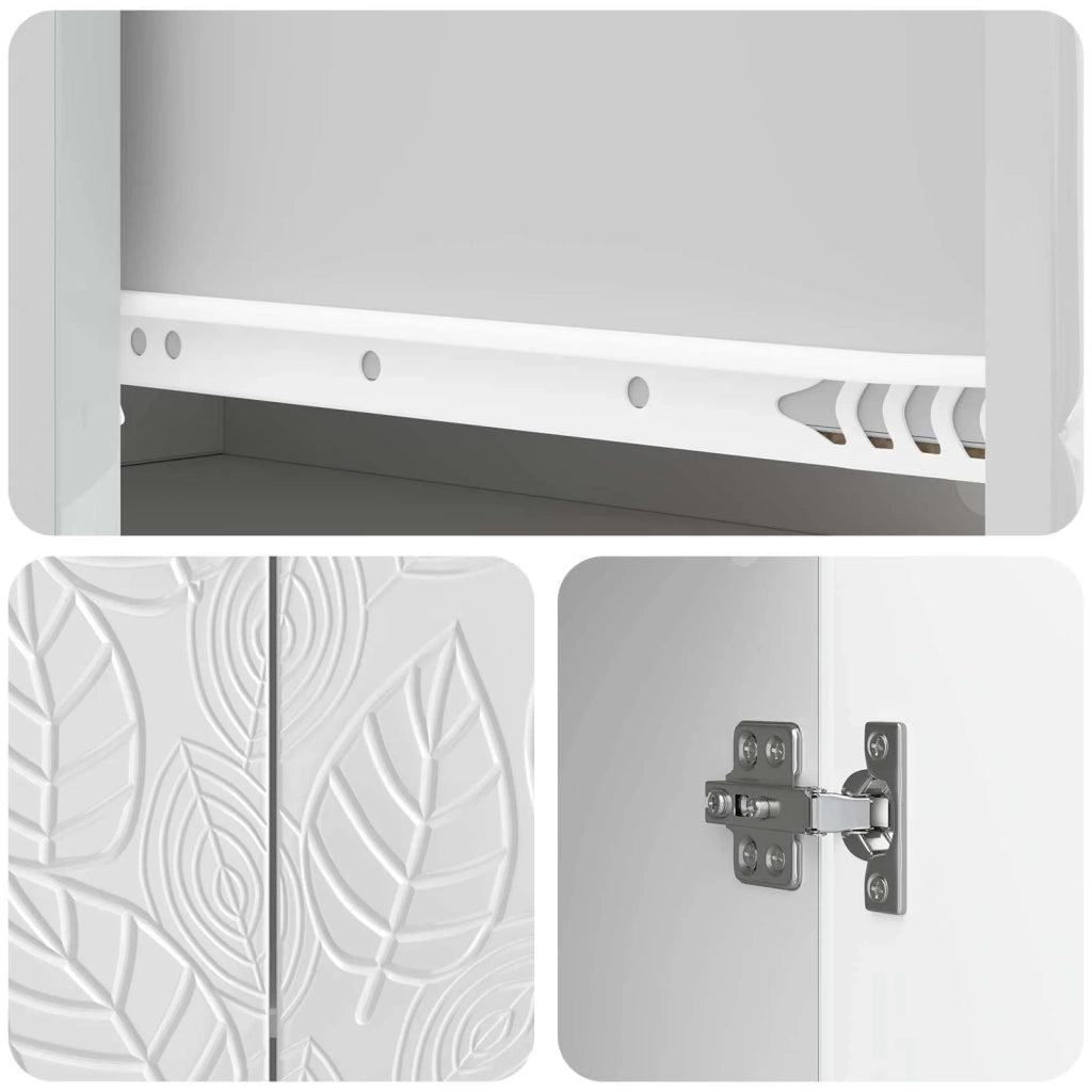 Credenza Bianco Lucido 66 x 34,5 x 90 cm Legno ingegnerizzato 895099