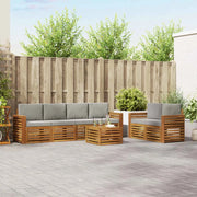 Set di divani da esterno 7 pcs Grigio Naturale e Chiaro