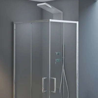 Box doccia angolare 80x100 cm doppio scorrevole in cristallo trasparente Ted