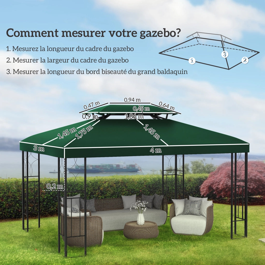Tenda da giardino 3x4 m ¨C zephmum ¨C verde polyester 180 g/m2