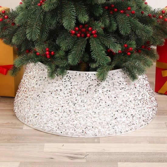 Abito da albero di Natale con decorazioni a pailletten in argento, decorazione da albero di Natale 3D con pailletten, accessori per la creazione di una scena