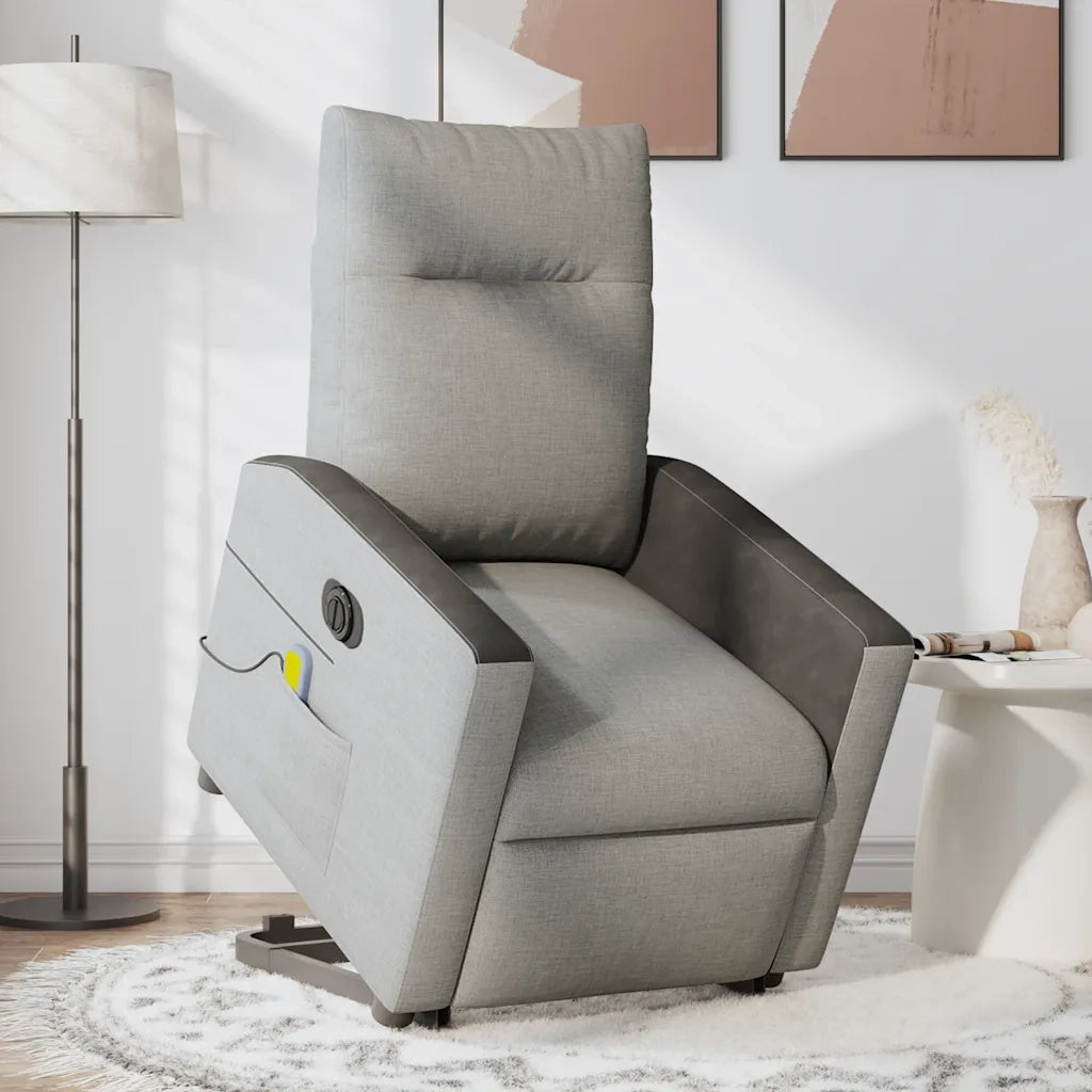 Poltrona Alzapersona Massaggi Elettrica Grigio Nuvola Tessuto