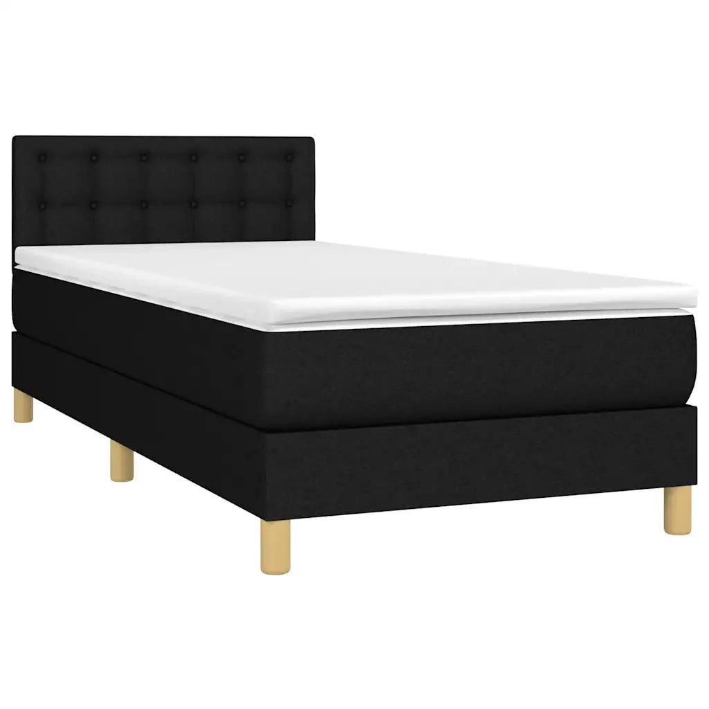 Letto a Molle con Materasso e LED-Struttura Letto con Materasso Nero 90x200 cm in Tessuto 185006