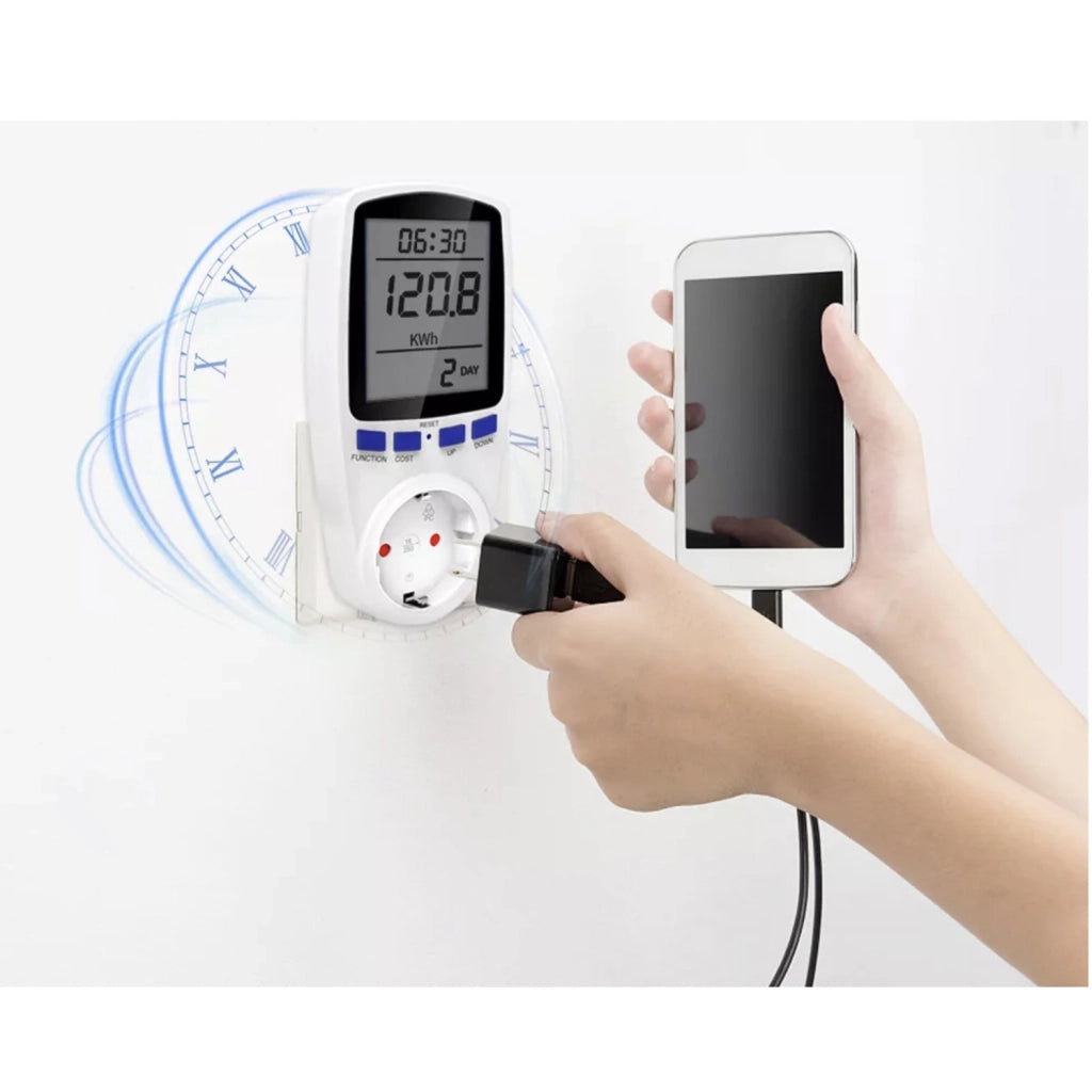 Wattmetro e Colla Cianoacrilica Super Glue 3g – Monitoraggio Consumo Energetico | Display Grande, Allarme Sovraccarico