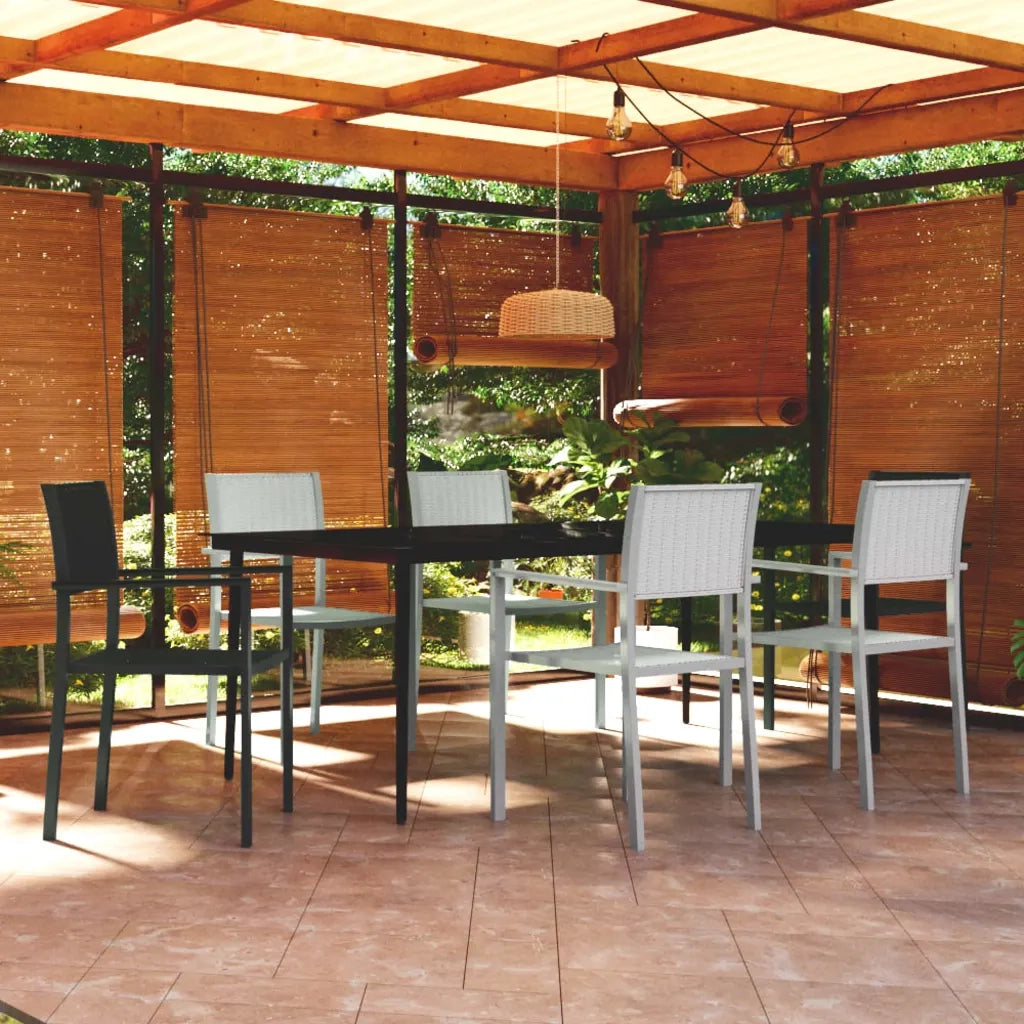 Set Mobili da Pranzo da Giardino 7 pz Bianco e Nero cod mxl 41941