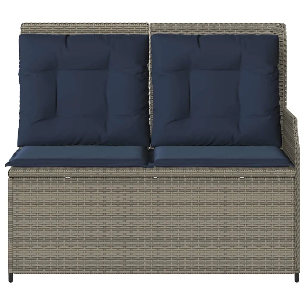 Panchina da giardino con cuscino Grigio e Blu Navy polyrattan 3394447