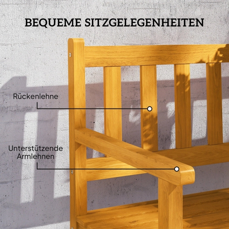 Panchina da giardino a 2 posti in legno resistente alle intemperie con tavolino pieghevole per balcone e giardino teak