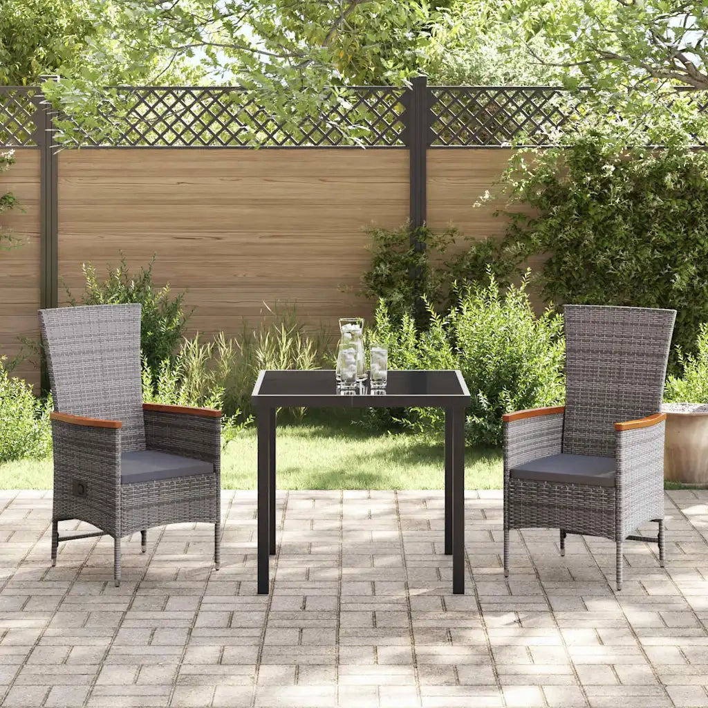 Set da Pranzo per Giardino con cuscino 3 pcs Grigio