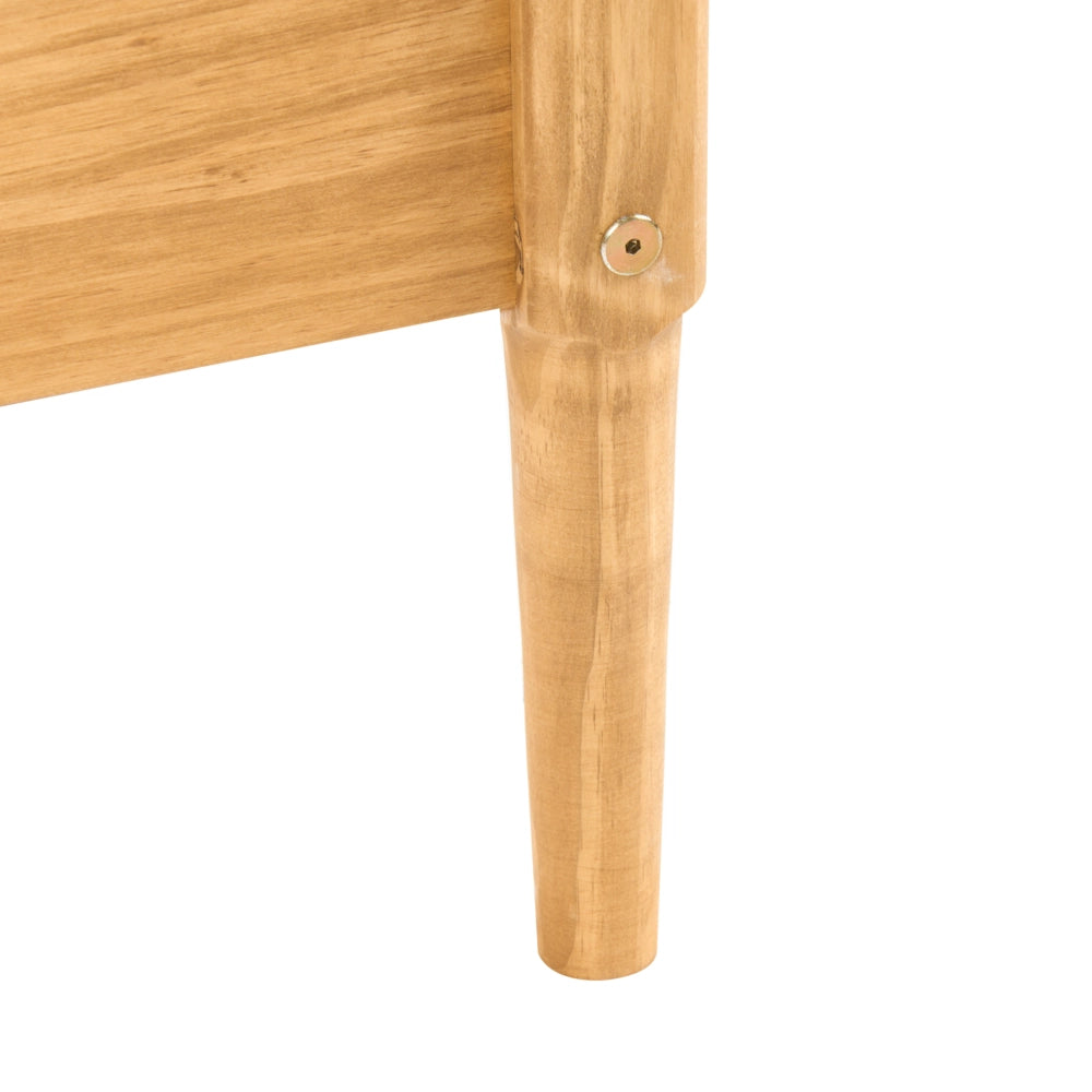 Letto con rete in legno di pino naturale color marrone chiaro, 120 x 200 cm, con testiera in stile scandinavo