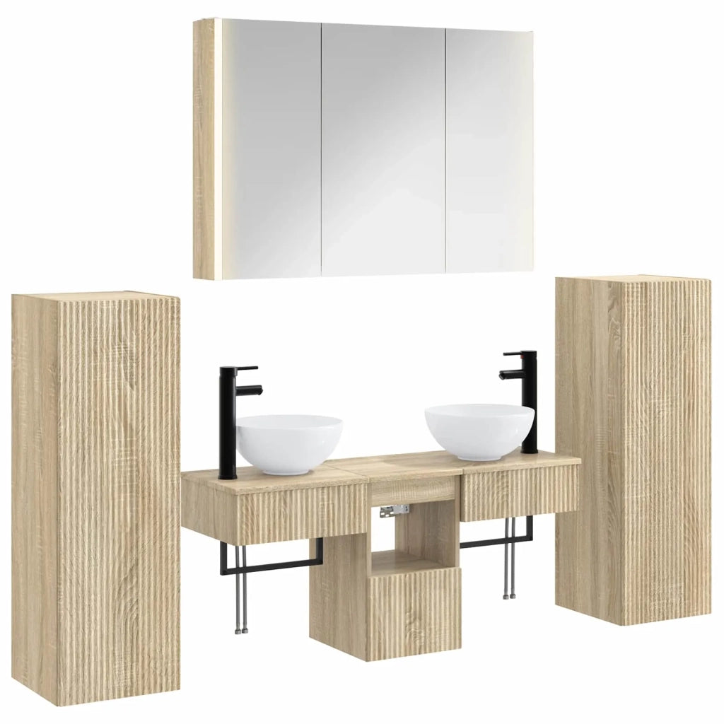 Set di mobili per il bagno 6 pcs Rovere Sonoma 3407121