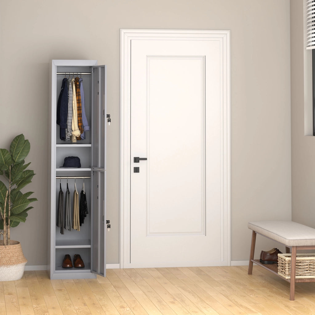 Armadio metallico a ante con 2 compartimenti ¨C zephmum ¨C 38x46x180 cm grigio