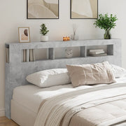 Testiera LED-Testata con LED-Testiera Decorativa Grigio Cemento 200x18,5x103,5 cm Legno Multistrato
