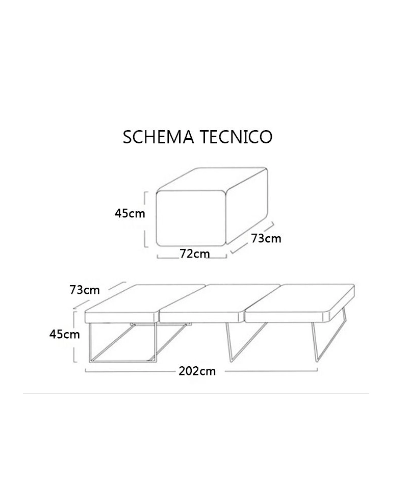 Pouf letto a scomparsa, letto richiubibile in microfibra nero Sicorage Elly
