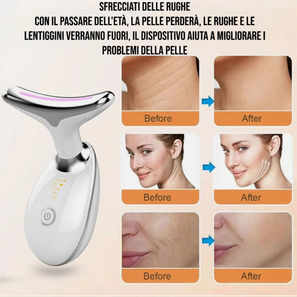 Massaggiatore Viso Antirughe Lifting Tonificante Collo Doppio Mento Ricaricabile