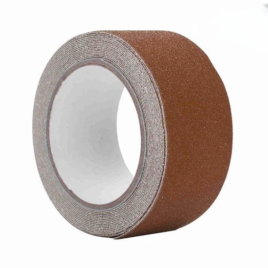 Tappetino Antiscivolo PVC Autoadesivo - Sicurezza contro la Sabbia - Per Interno ed Esterno - 5cm Larghezza 5m Lunghezza - Marrone