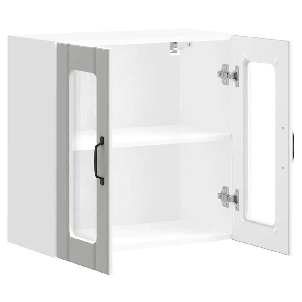 Pensile da Cucina con Porta in Vetro Lucca Bianco Truciolato 853907