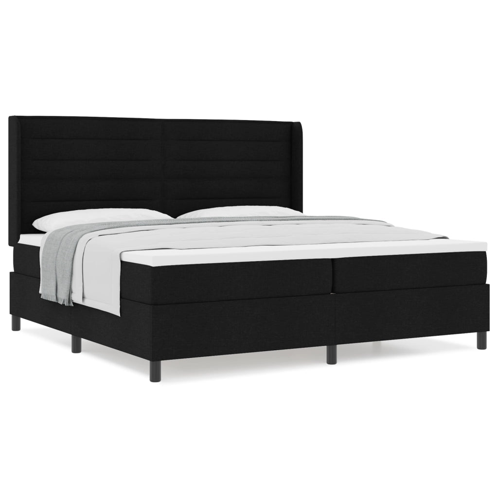 Letto Box Spring con Materasso Nero 200x200 cm in Tessuto