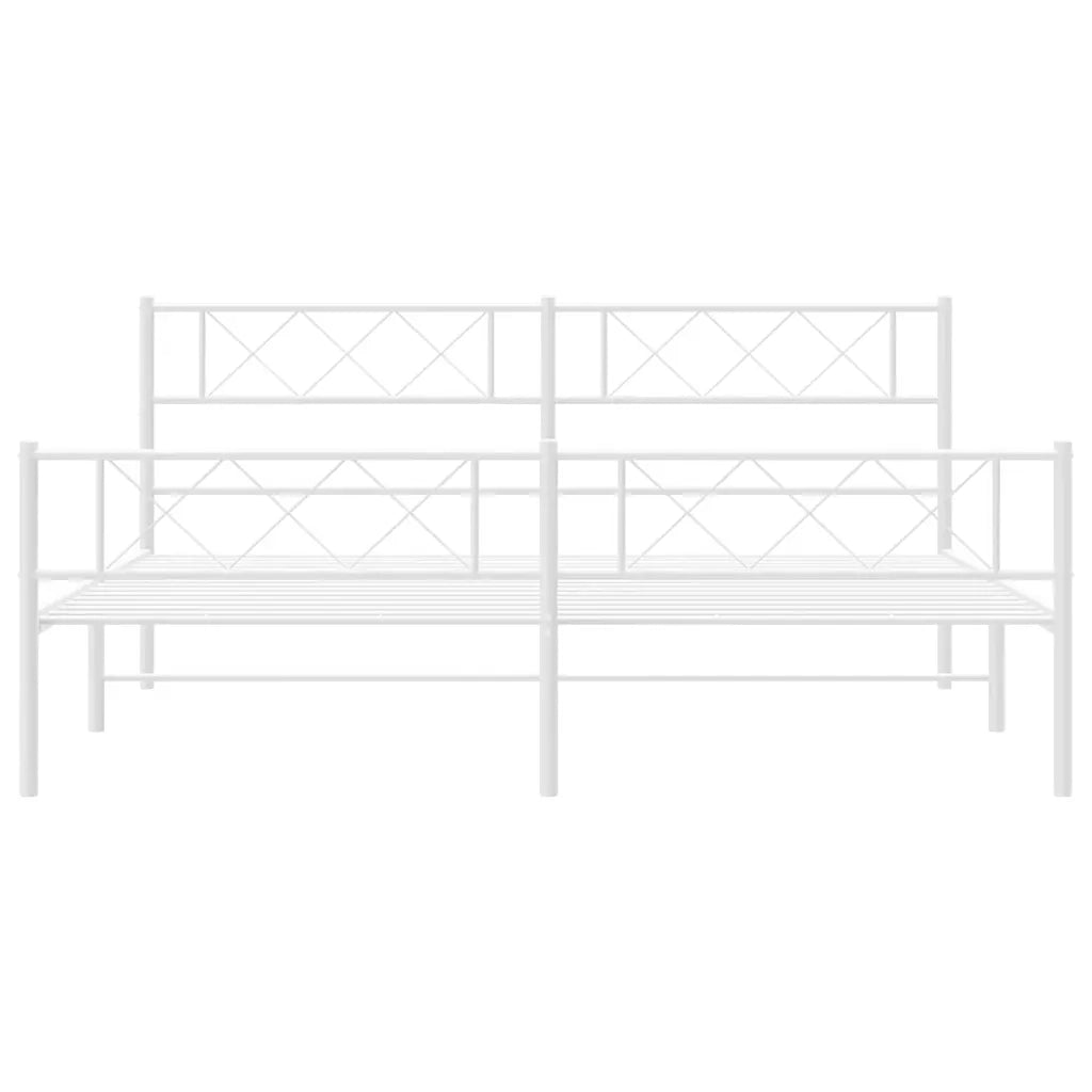 Giroletto con Testiera e Pediera-Struttura Letto Metallo Bianco 183x213 cm 729989