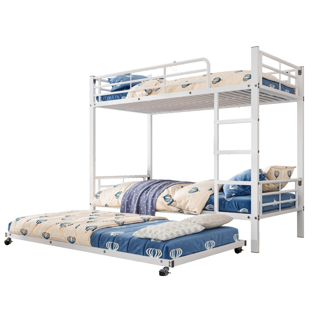 Letto a Castello 3 Posti con Letto Estraibile; Sponde e Scala; 90 x 200 cm e 90 x 190 cm; senza Materasso