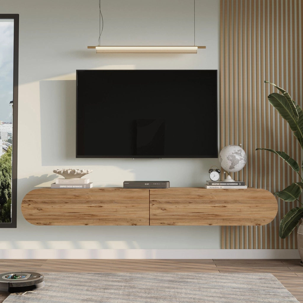 Porta TV in legno "LUM1" - 180 x 31 x 29 cm - Marrone